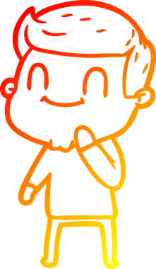 Bir insan tarafından çizilmiş, karikatür dostu bir adamın sıcak çizgi çizimi