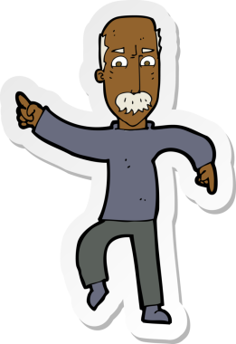 Bir insan tarafından çizilmiş kızgın yaşlı bir adamın çıkartması.