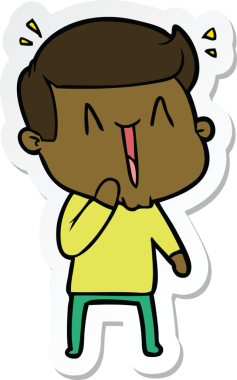 Bir insan tarafından çizilmiş heyecanlı bir adamın çıkartması.