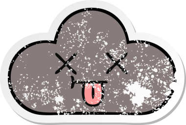 Bir insan tarafından çizilmiş tatlı bir karikatür fırtına bulutunun sıkıntılı çıkartması