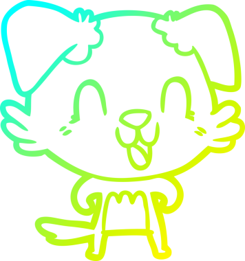 Bir insan tarafından çizilmiş gülen çizgi film köpeğinin soğuk çizgisi.