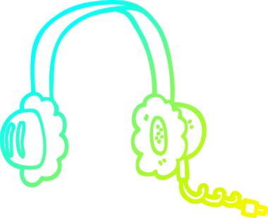 Bir insan tarafından çizilmiş bir karikatür müzik kulaklığı çizimi.