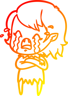 Bir insan tarafından çizilmiş ağlayan vampir kız çizgi filmi.