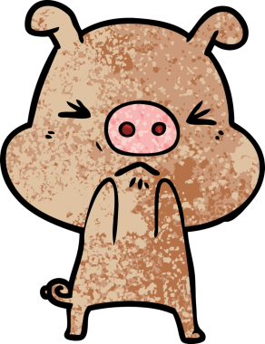 Bir insan tarafından çizilmiş kızgın domuz çizgi filmi.