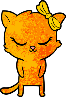 Bir insan tarafından çizilmiş sevimli çizgi film kedisi.