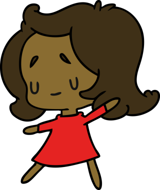 Bir insan tarafından çizilmiş sevimli bir kawai kızının çizgi film çizimi