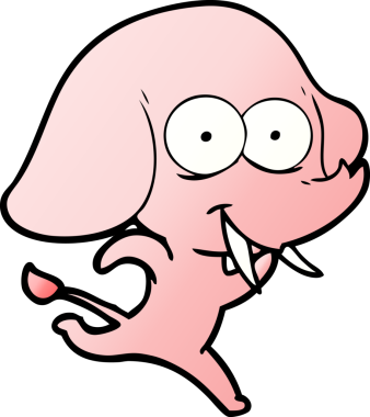 Bir insan tarafından çizilmiş mutlu bir fil.