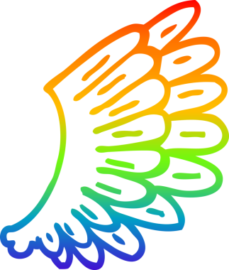 gökkuşağı gradyan çizgi çizimi bir insan tarafından çizilmiş melek kanatları