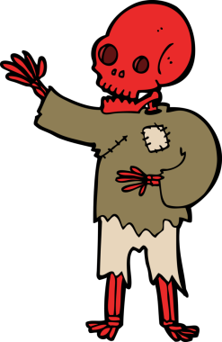 bir insan tarafından çizilmiş karikatür iskeleti.