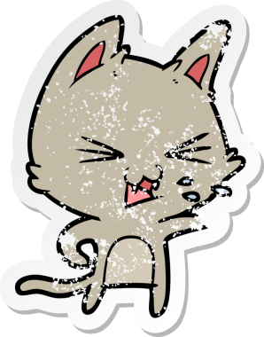 Bir insan tarafından çizilmiş bir çizgi film kedisinin sıkıntılı çıkartması.