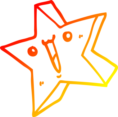 Bir insan tarafından çizilen mutlu bir çizgi yıldızın sıcak gradyan çizimi