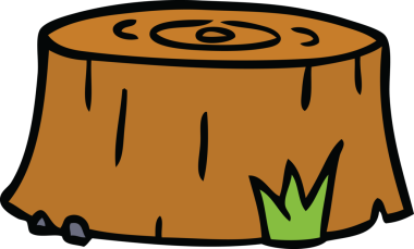 Bir insan tarafından çizilmiş bir ağaç kütüğünün el çizimi karalaması.