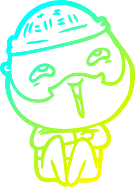 Bir insan tarafından çizilmiş, mutlu, sakallı, çizgi film karakteri.