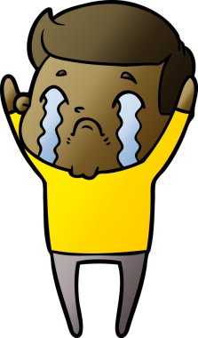 Bir insan tarafından çizilmiş ağlayan çizgi film adamı.