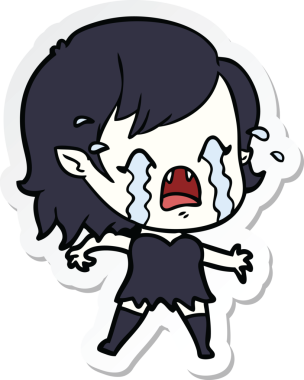 Bir insan tarafından çizilmiş ağlayan vampir bir kızın çıkartması.