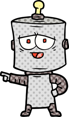 Bir insan tarafından çizilmiş çizgi film robotu