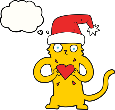 Bir insan tarafından çizilmiş serbest çizim baloncuk kedi sevdalısı bir Noel.