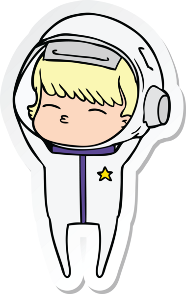 Bir insan tarafından çizilmiş meraklı bir astronotun çıkartması.