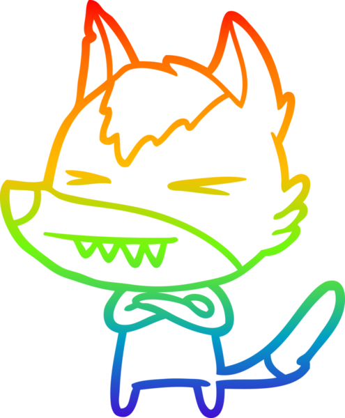 Bir insan tarafından çizilmiş kızgın bir kurt çizgi çizimi.