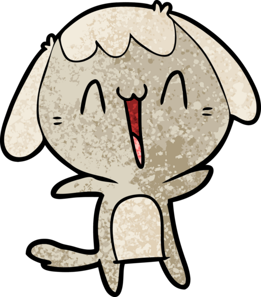 Bir insan tarafından çizilmiş gülen bir köpek.