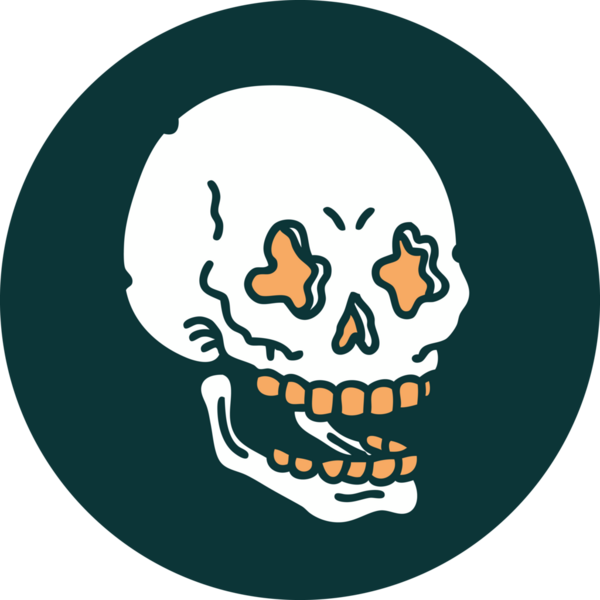 Bir insan tarafından çizilmiş bir kafatasının ikonik dövme şekli