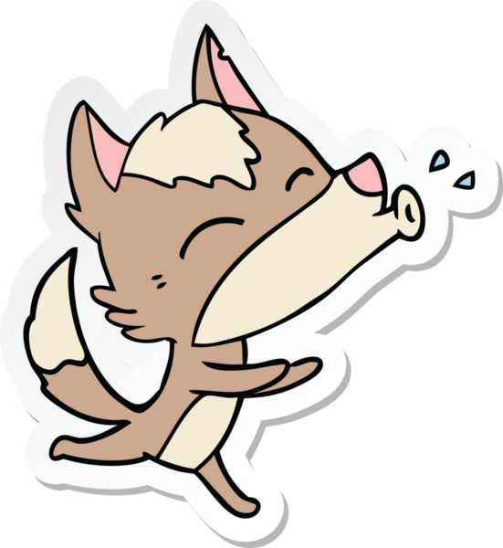 Bir insan tarafından çizilmiş uluyan kurt çizgi filminin çıkartması.