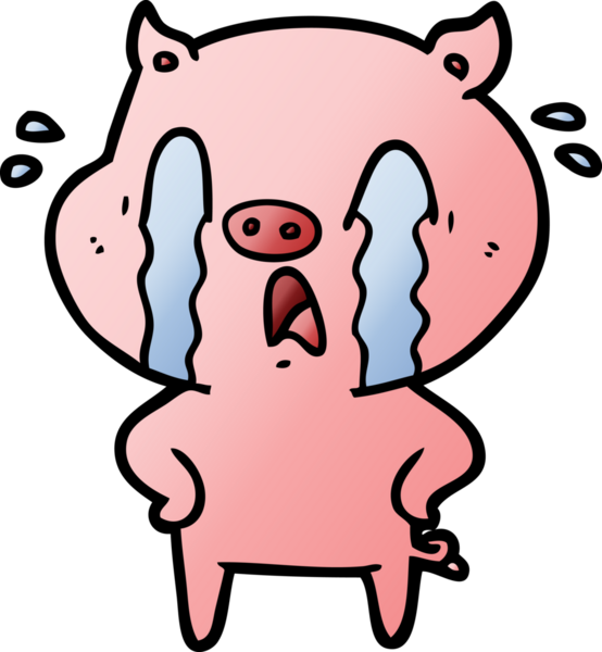 Bir insan tarafından çizilmiş ağlayan domuz çizgi filmi.