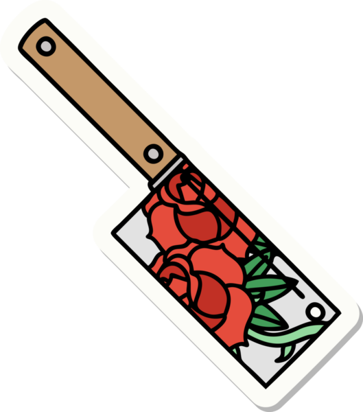 Geleneksel satır stili dövme çıkartması ve bir insan tarafından çizilmiş çiçekler.