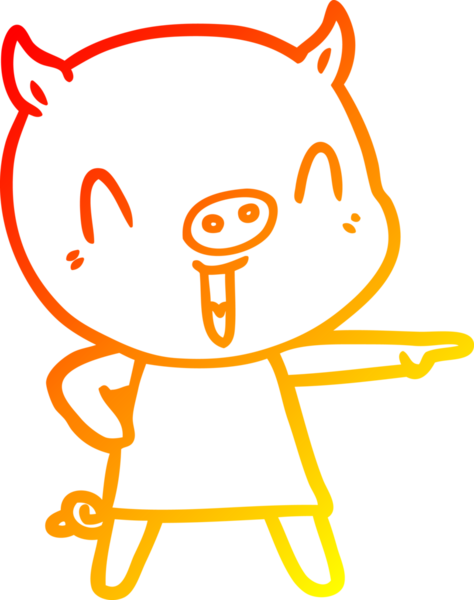 Bir insan tarafından çizilmiş mutlu çizgi film domuzu çizimi.