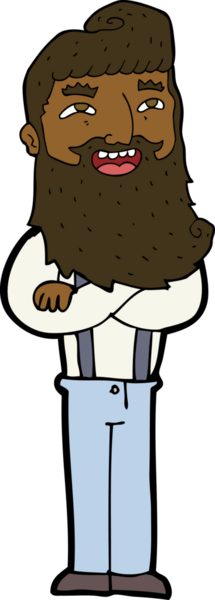 Bir insan tarafından çizilmiş sakallı mutlu adam çizgi filmi.