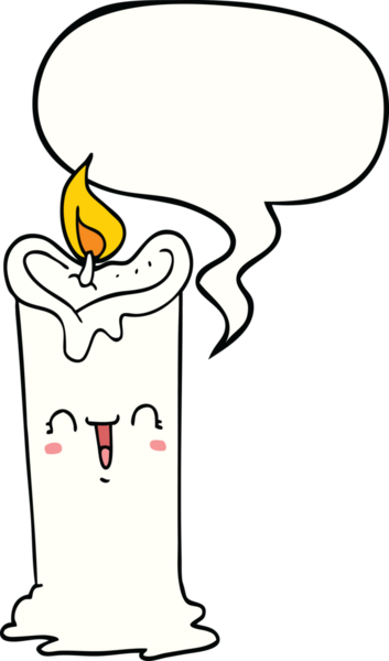 bir insan tarafından çizilmiş konuşma baloncuklu mutlu mum.