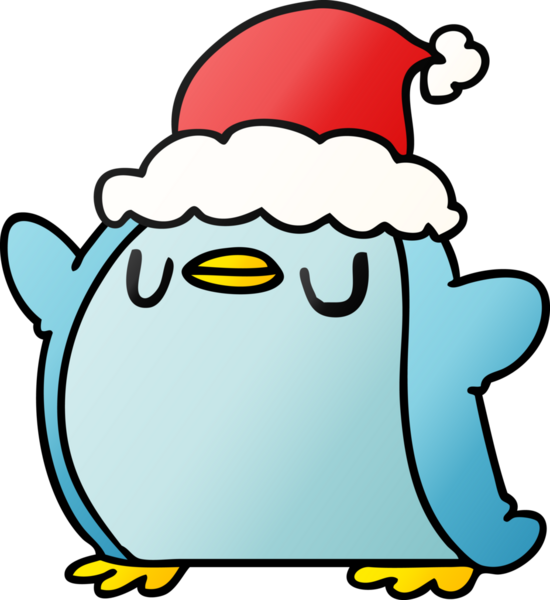 Bir insan tarafından çizilmiş Kawaii pengueninin el çizimi gradyanı.