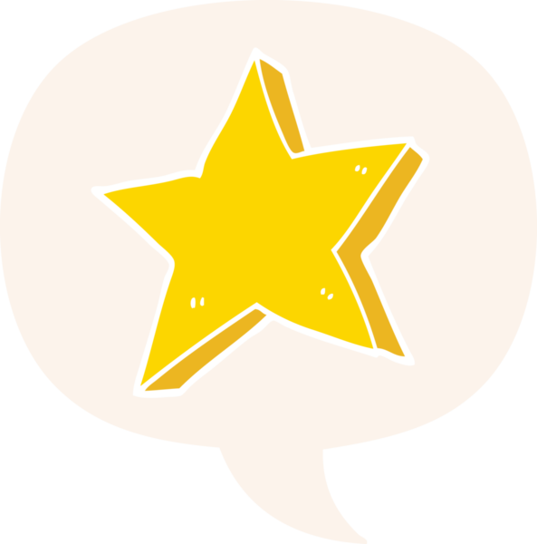 Konuşma baloncuğu olan bir çizgi film yıldızı insan tarafından çizilmiş.