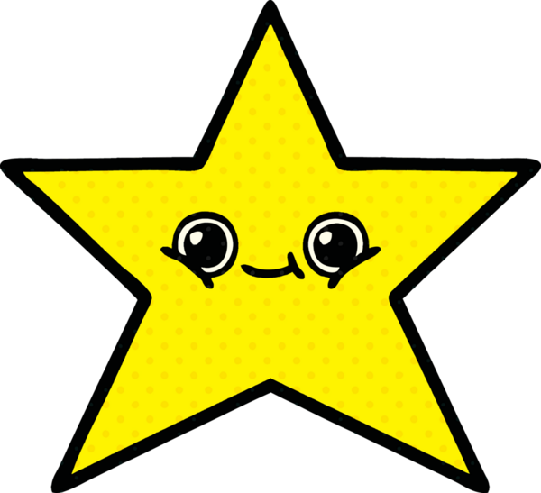 Bir insan tarafından çizilmiş bir altın yıldızın çizgi filmi.