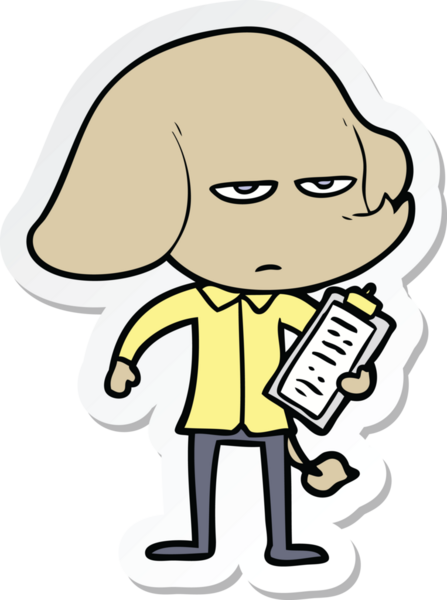 Bir insan tarafından çizilmiş kızgın bir filin çıkartması.