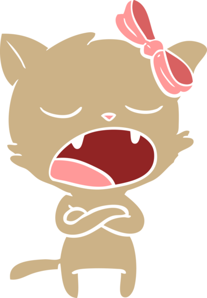 bir insan tarafından çizilmiş düz renkli çizgi film kedisi