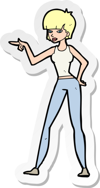 Bir insan tarafından çizilmiş bir karikatür kadının çıkartması.