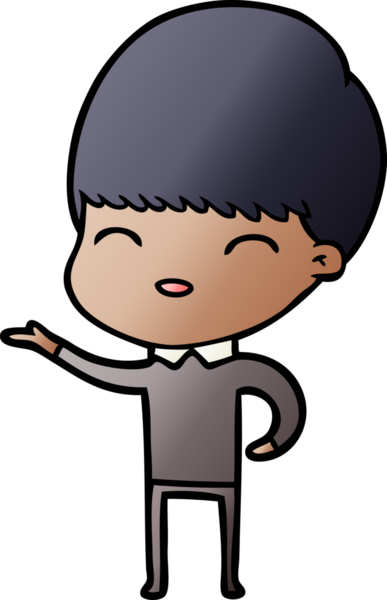 Bir insan tarafından çizilmiş mutlu çizgi film çocuğu.