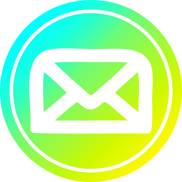 Zarf harfi dairesel simgesi, bir insan tarafından çizilen havalı gradyan bitiş