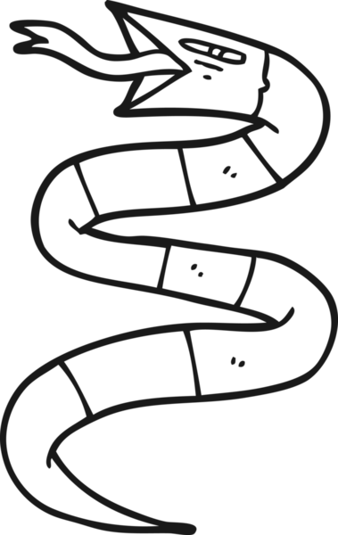 Bir insan tarafından çizilmiş tıslayan çizgi film yılanı.