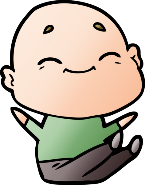 Bir insan tarafından çizilmiş mutlu, kel adam.