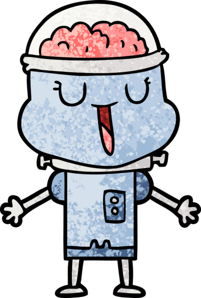 Bir insan tarafından çizilmiş mutlu çizgi film robotu