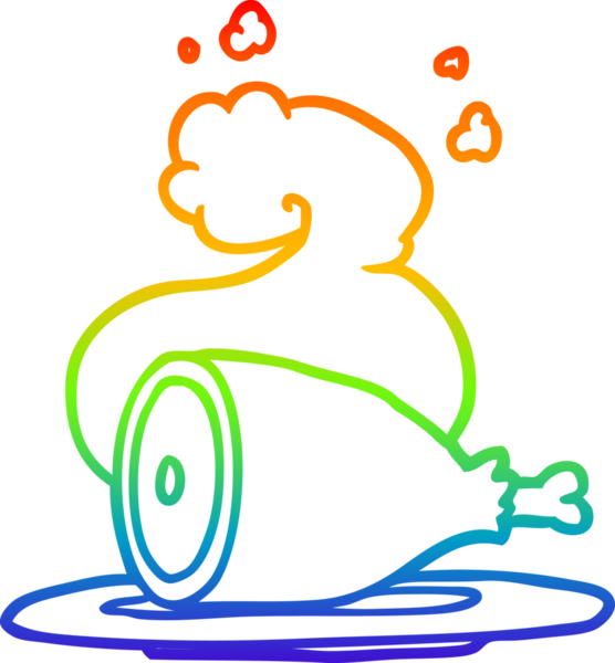 Bir insan tarafından çizilmiş pişmiş etin gökkuşağı gradyanı