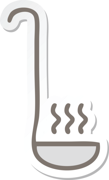 Bir insan tarafından çizilmiş sevimli bir mutfak kepçesinin çıkartması.