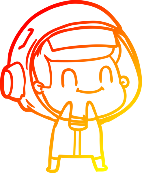 Bir insan tarafından çizilmiş mutlu bir astronotun sıcak çizgi çizimi