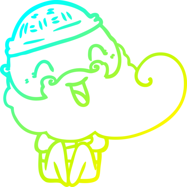 Bir insan tarafından çizilmiş mutlu sakallı bir adamın soğuk hava çizgisi.