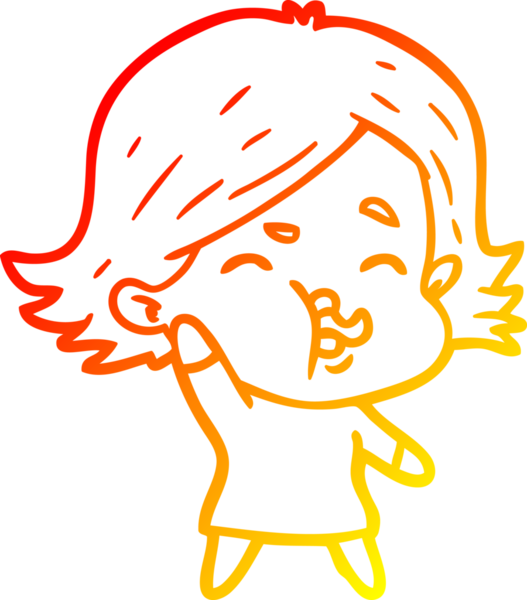 Bir insan tarafından çizilmiş bir çizgi film kızının sıcak çizgi çizimi.