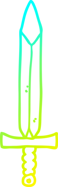 Bir insan tarafından çizilmiş bir kılıcın soğuk eğimli çizgisi.