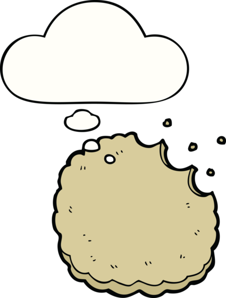 Bir insan tarafından çizilmiş düşünce balonlu bisküvi.