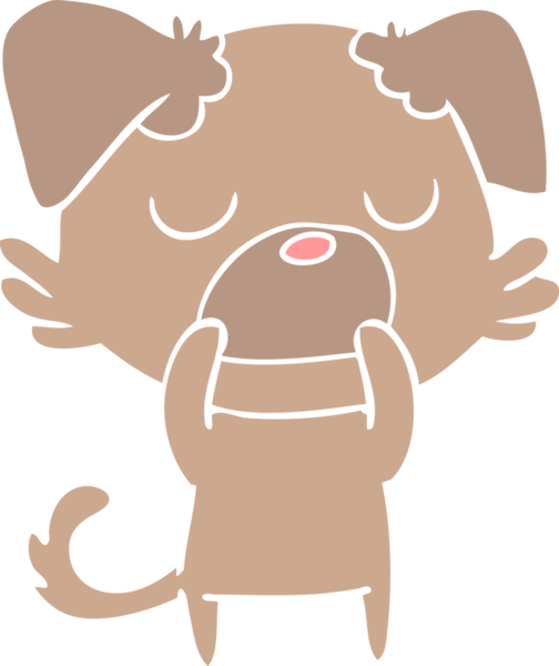 Bir insan tarafından çizilmiş düz renkli çizgi film köpeği.